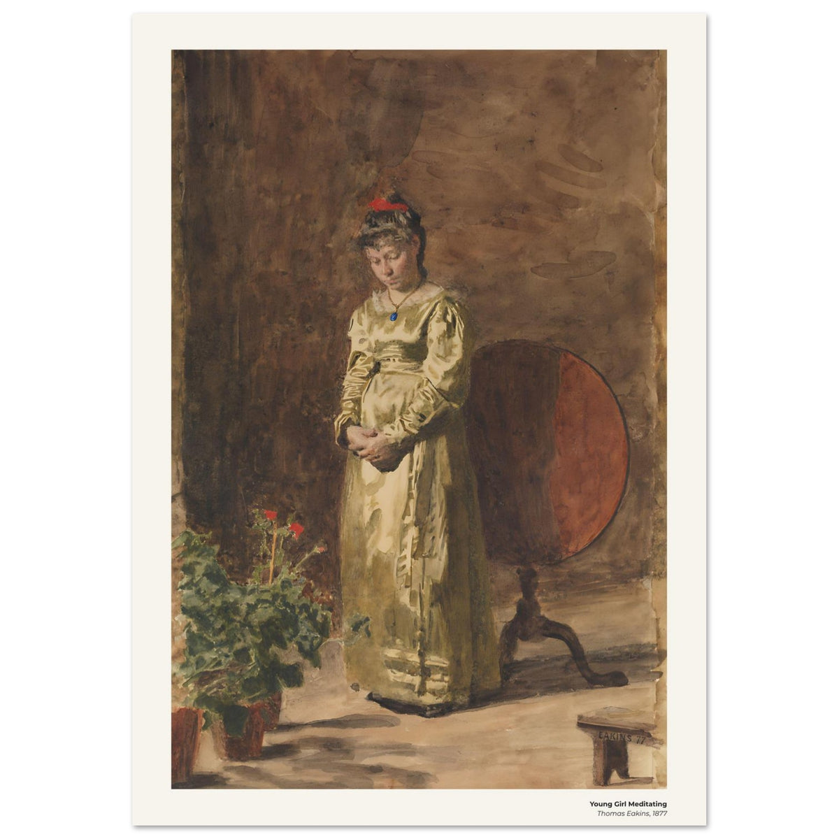 Jeune fille en méditation – Thomas Eakins, détail de la reproduction