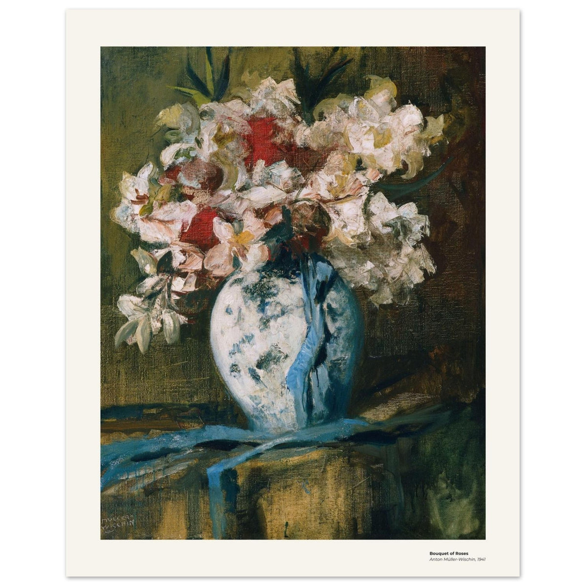 Bouquet de roses – Anton Müller-Wischin, détail de la reproduction