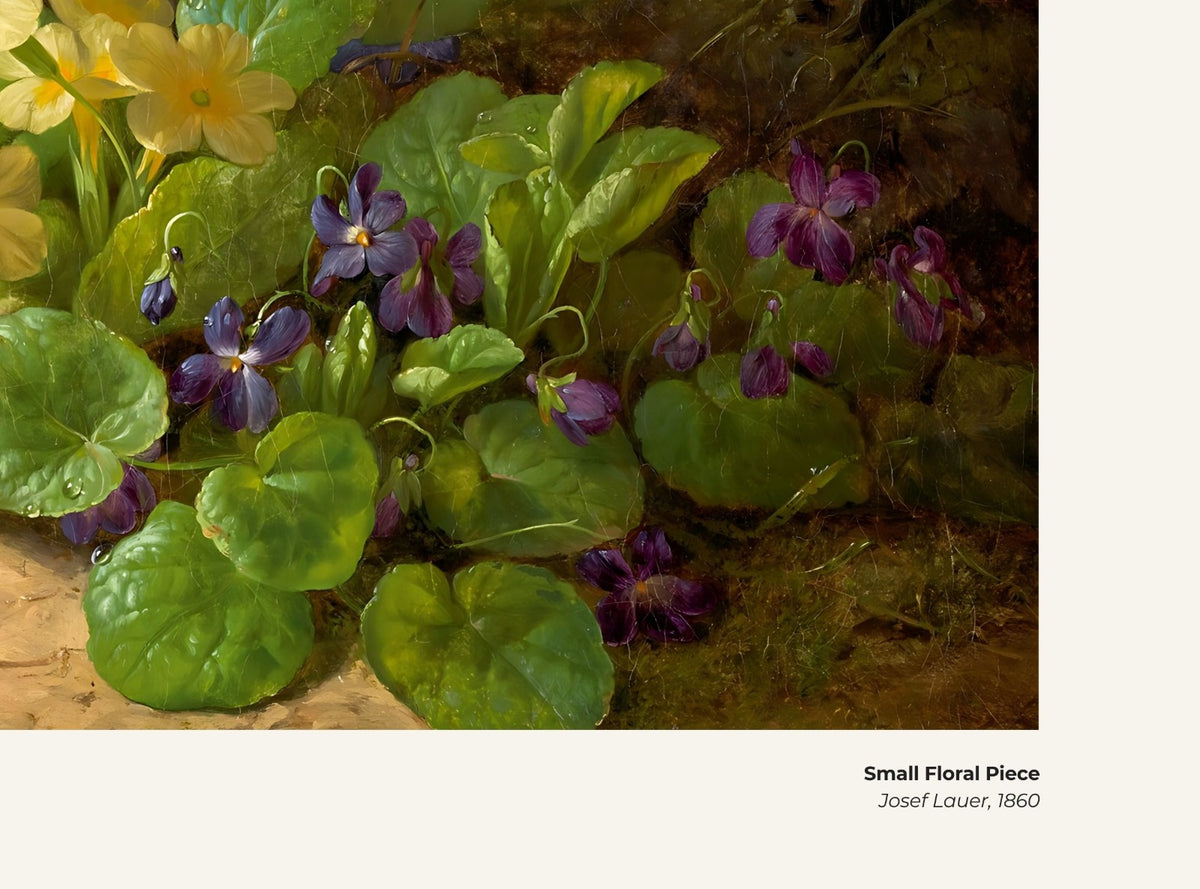 Petite composition florale – Josef Lauer, avec légende titre et artiste