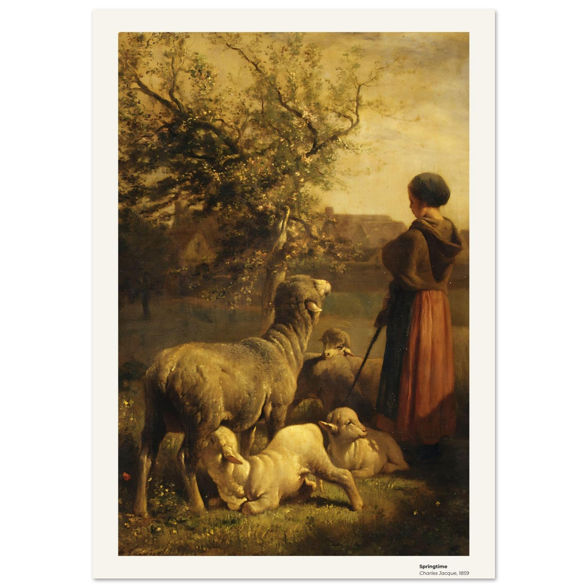 Printemps – Charles Jacque, détail de la reproduction