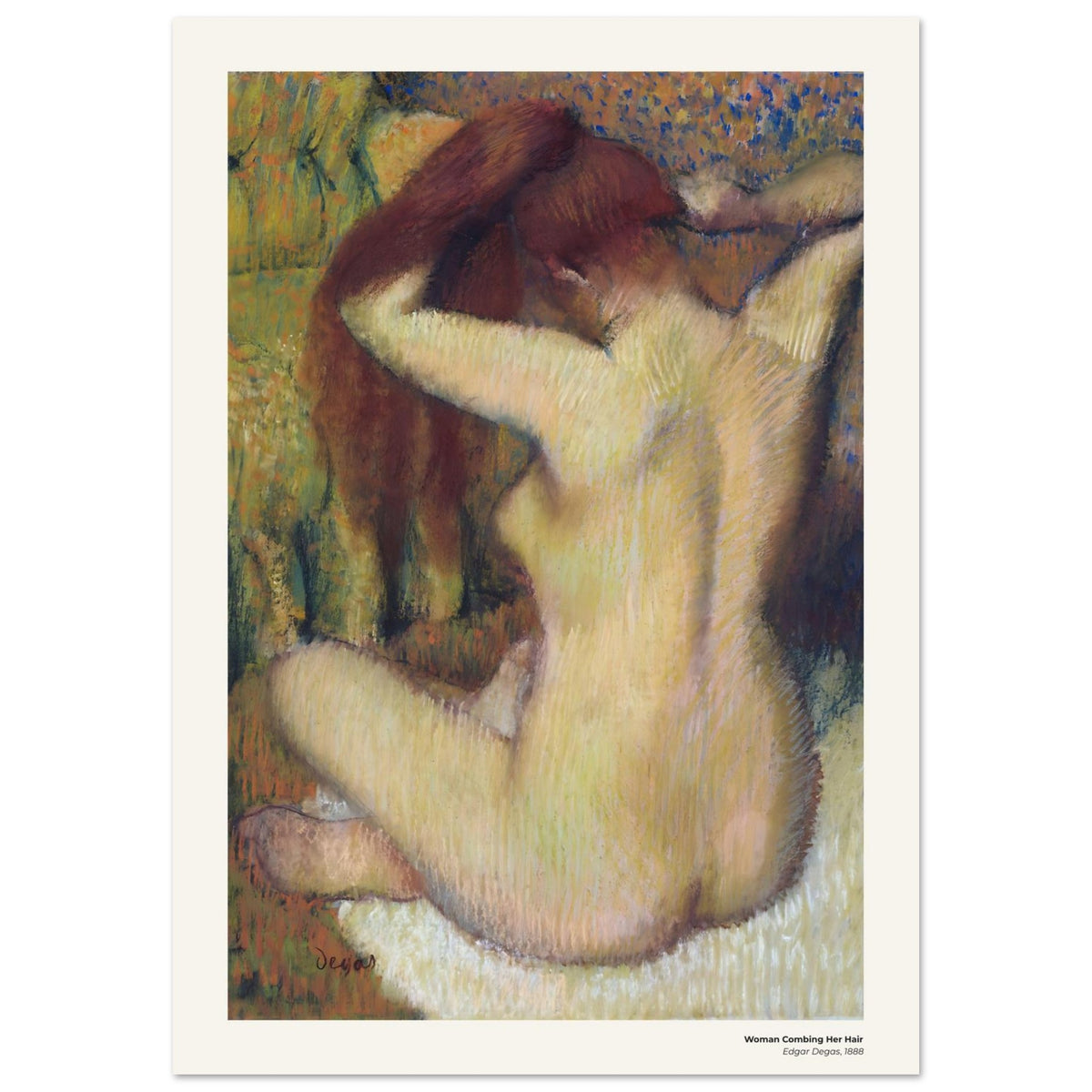 Femme se peignant les cheveux – Edgar Degas, reproduction d'art