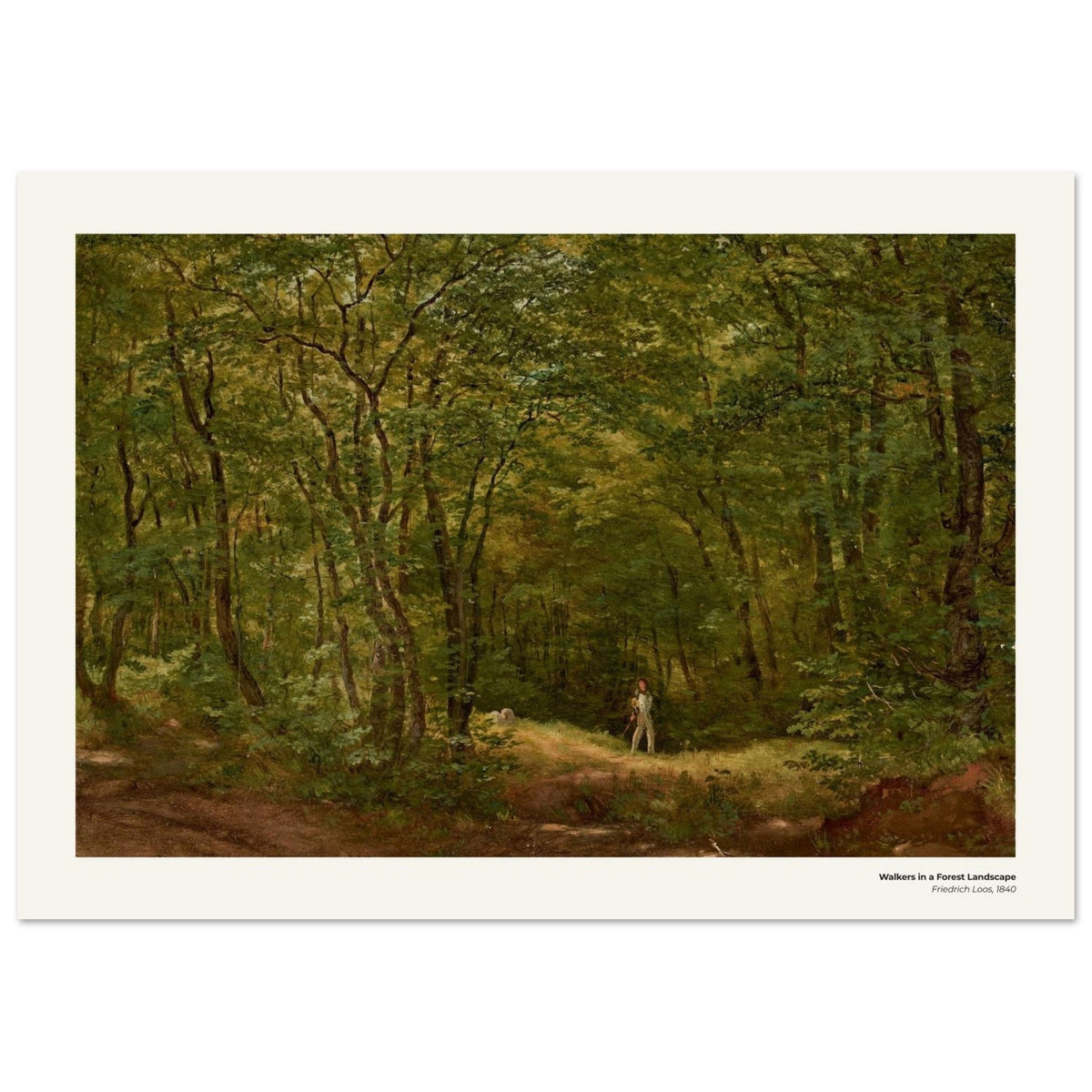 Promeneurs dans un paysage forestier – Friedrich Loos, reproduction d'art