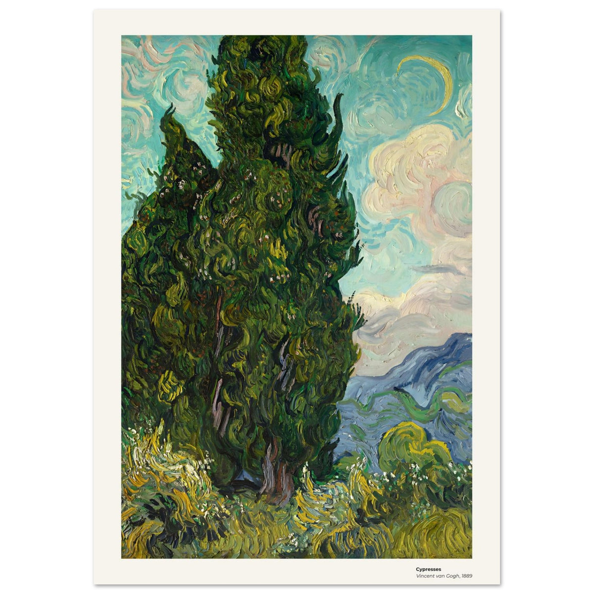 Cyprès – Vincent van Gogh, détail de la reproduction