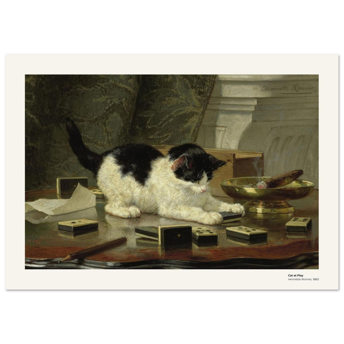 Chat jouant – Henriëtte Ronner, détail de la reproduction