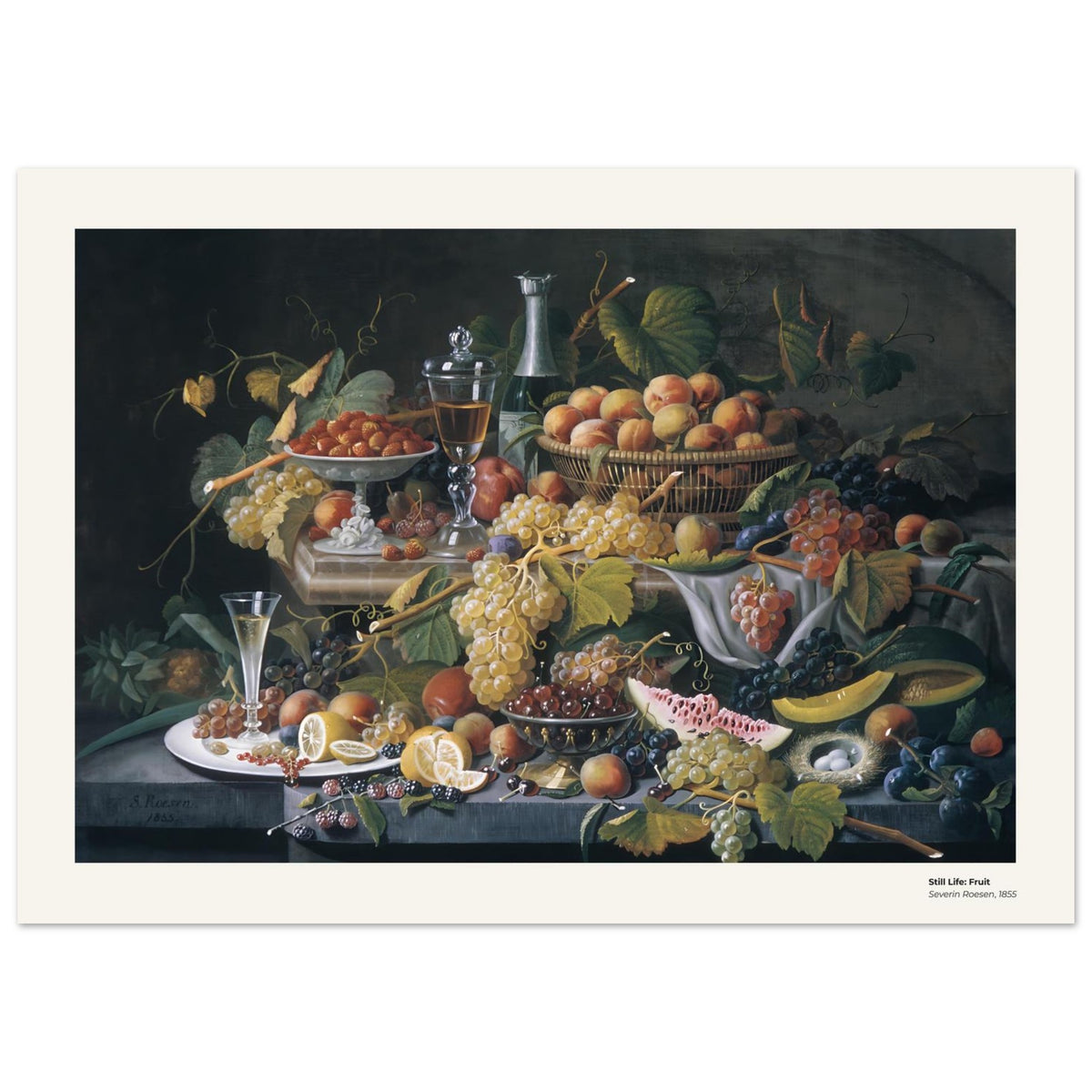 Nature morte : Fruits – Severin Roesen, détail de la reproduction