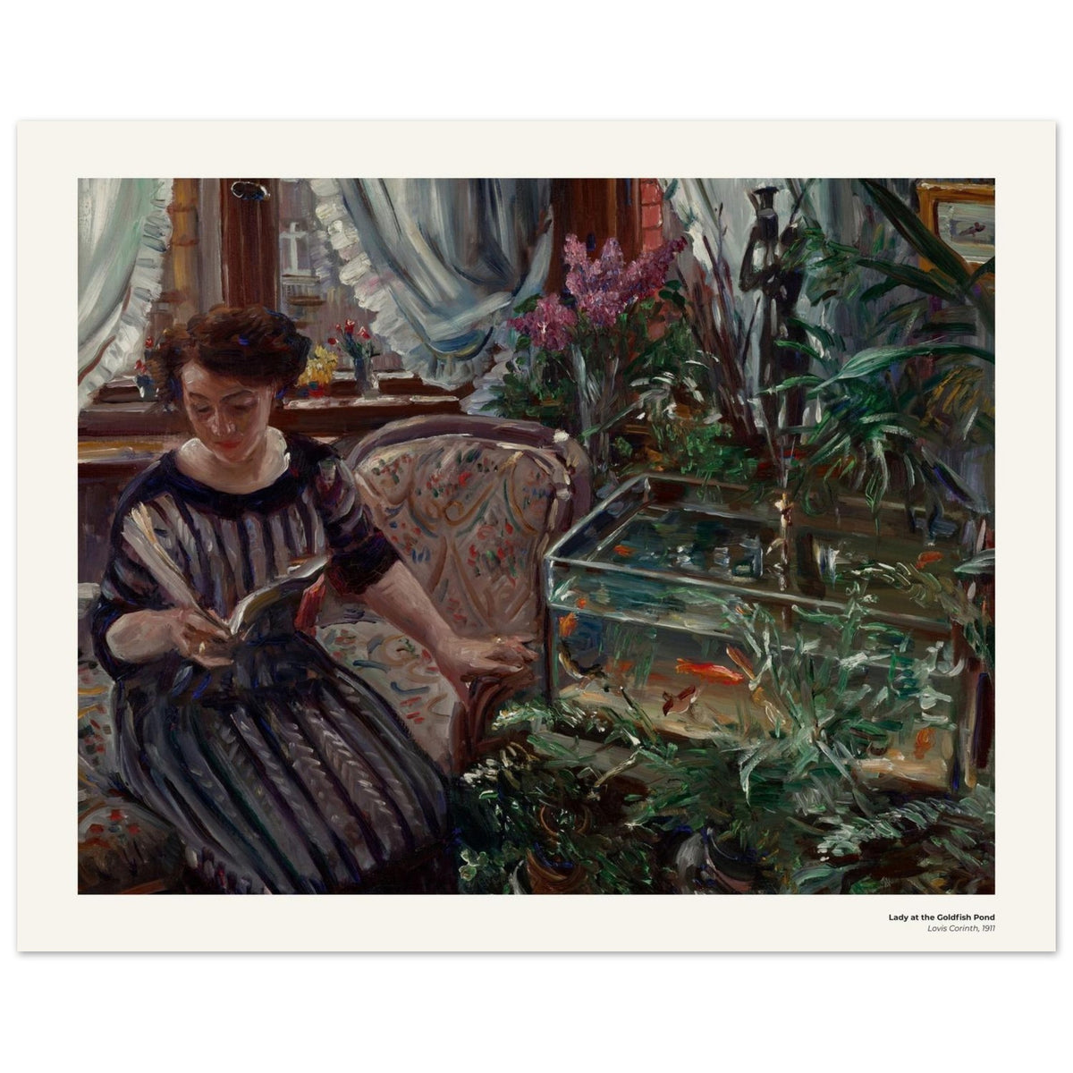 Dame au bassin à poissons rouges – Lovis Corinth, reproduction d'art