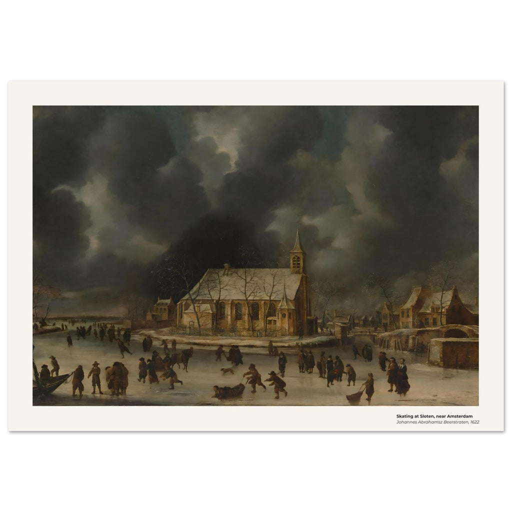 Patiner à Sloten, près d'Amsterdam – Johannes Abrahamsz Beerstraten, détail de la reproduction