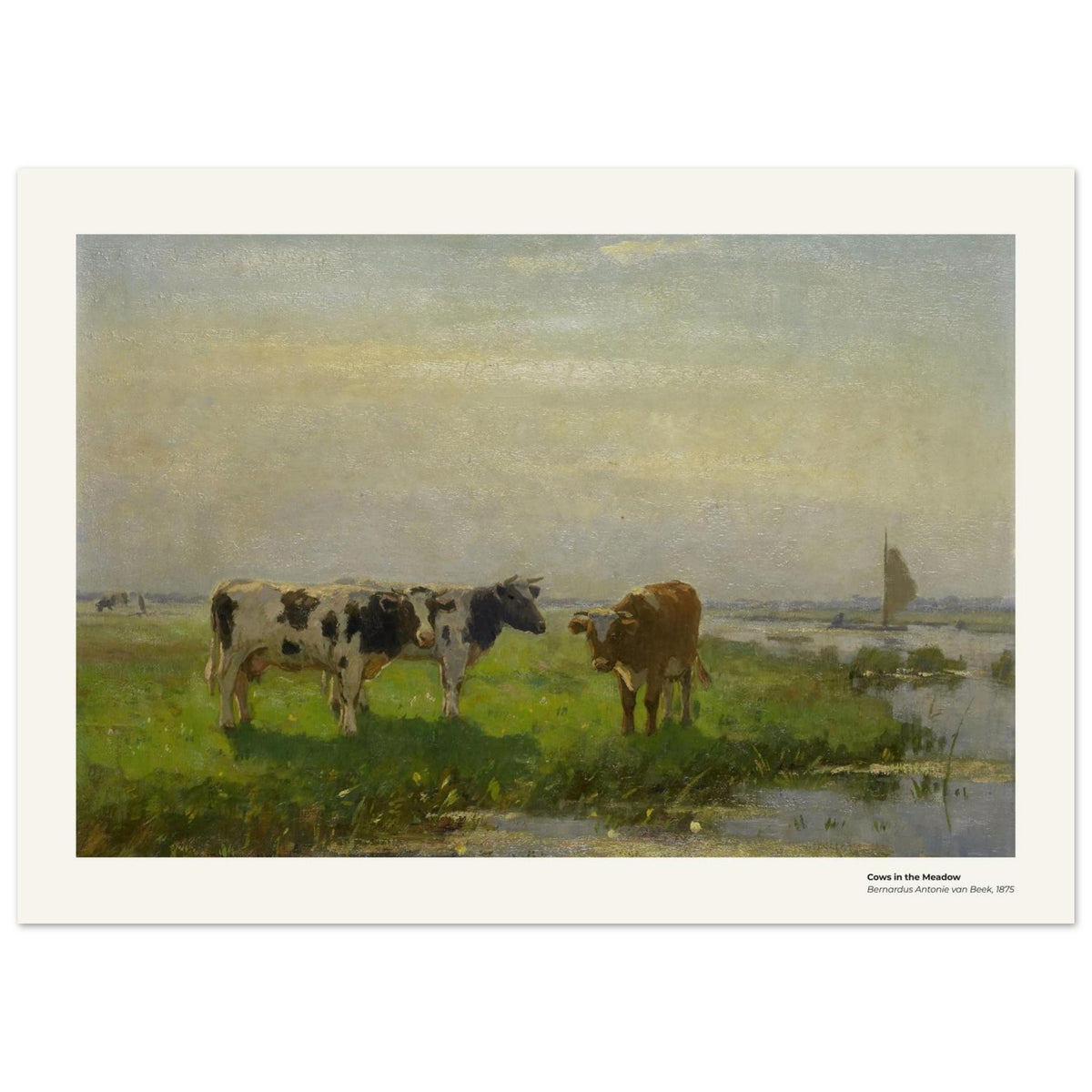 Vaches dans la prairie – Bernardus Antonie van Beek, détail de la reproduction