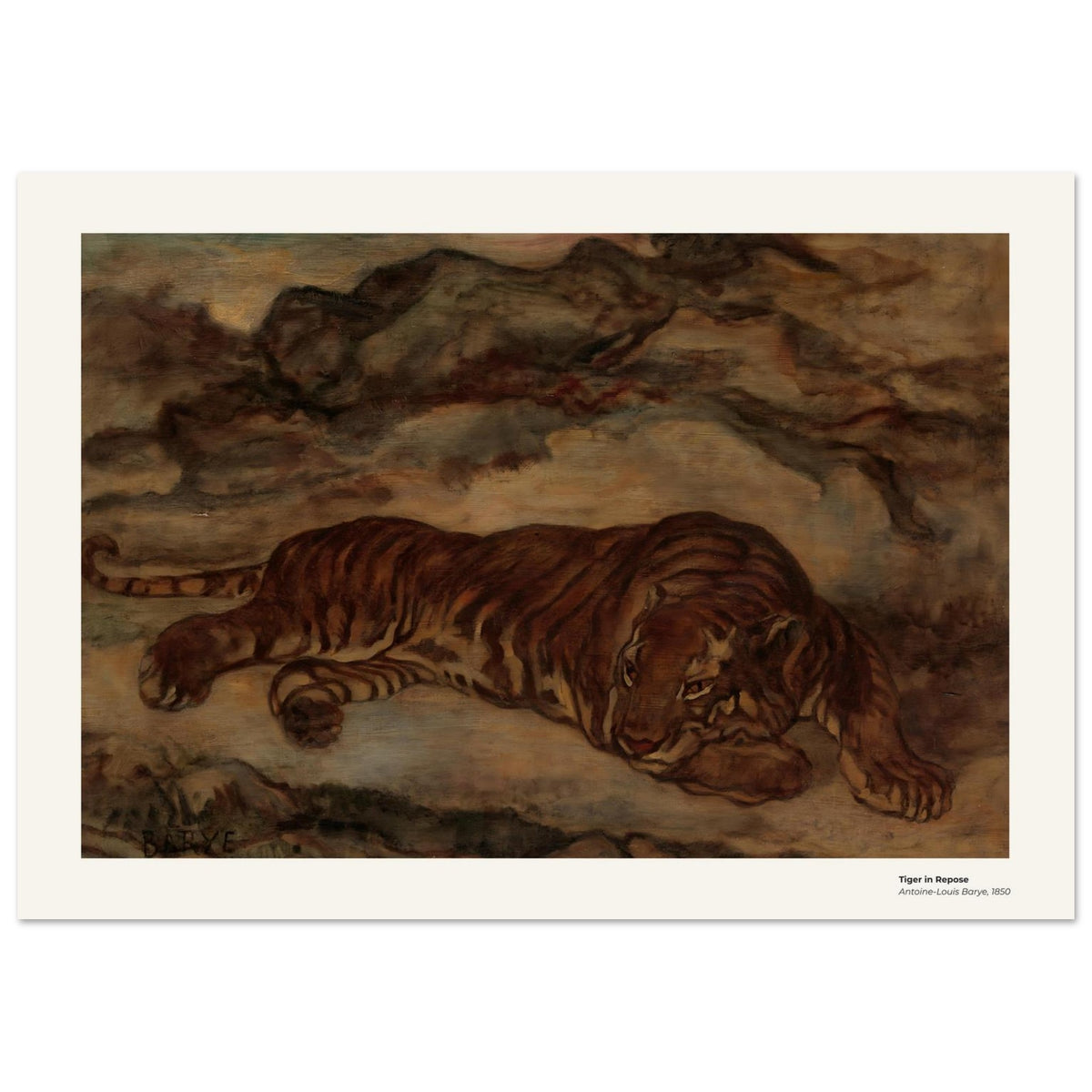 Tigre au repos – Antoine-Louis Barye, reproduction d'art