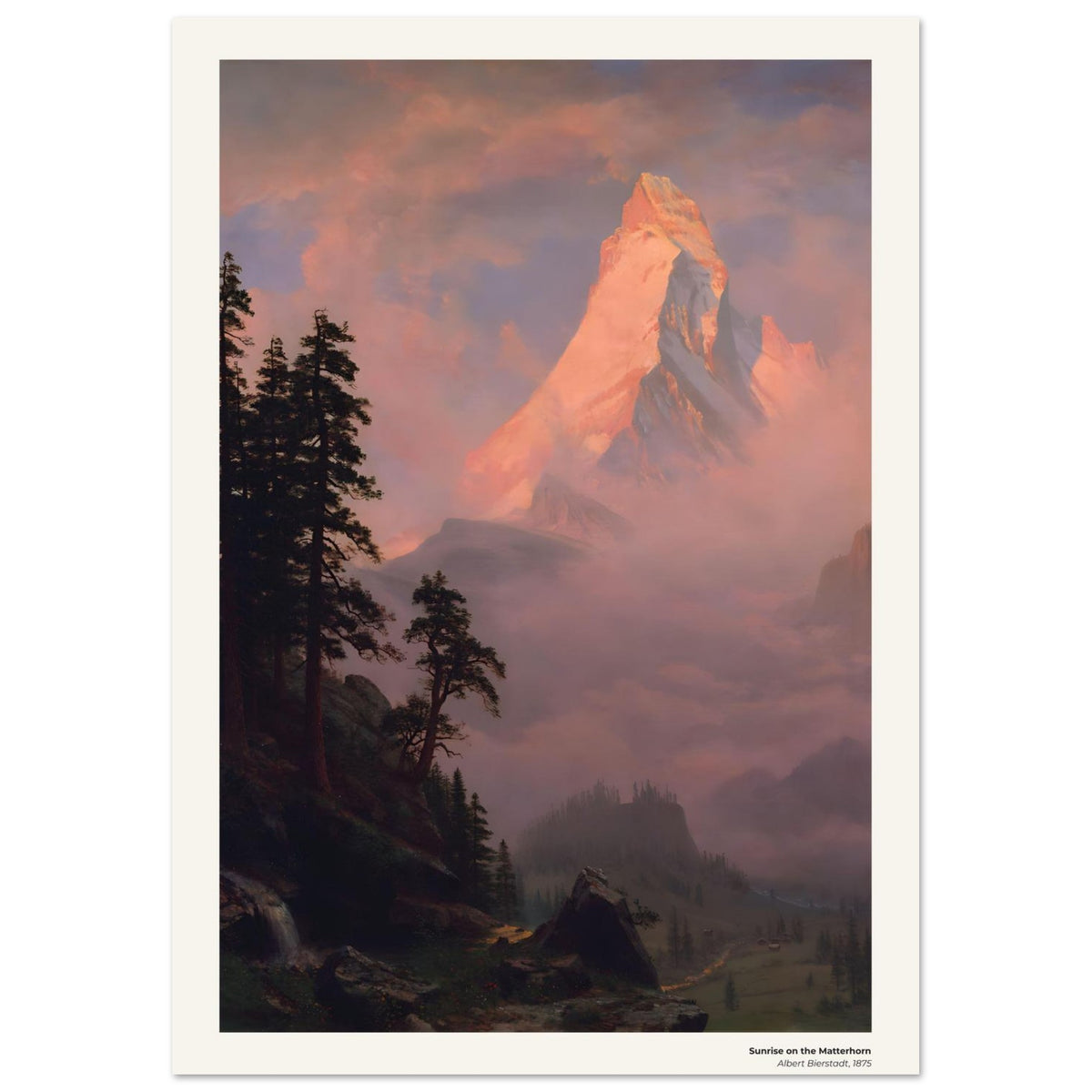 Lever de soleil sur le Cervin – Albert Bierstadt, détail de la reproduction