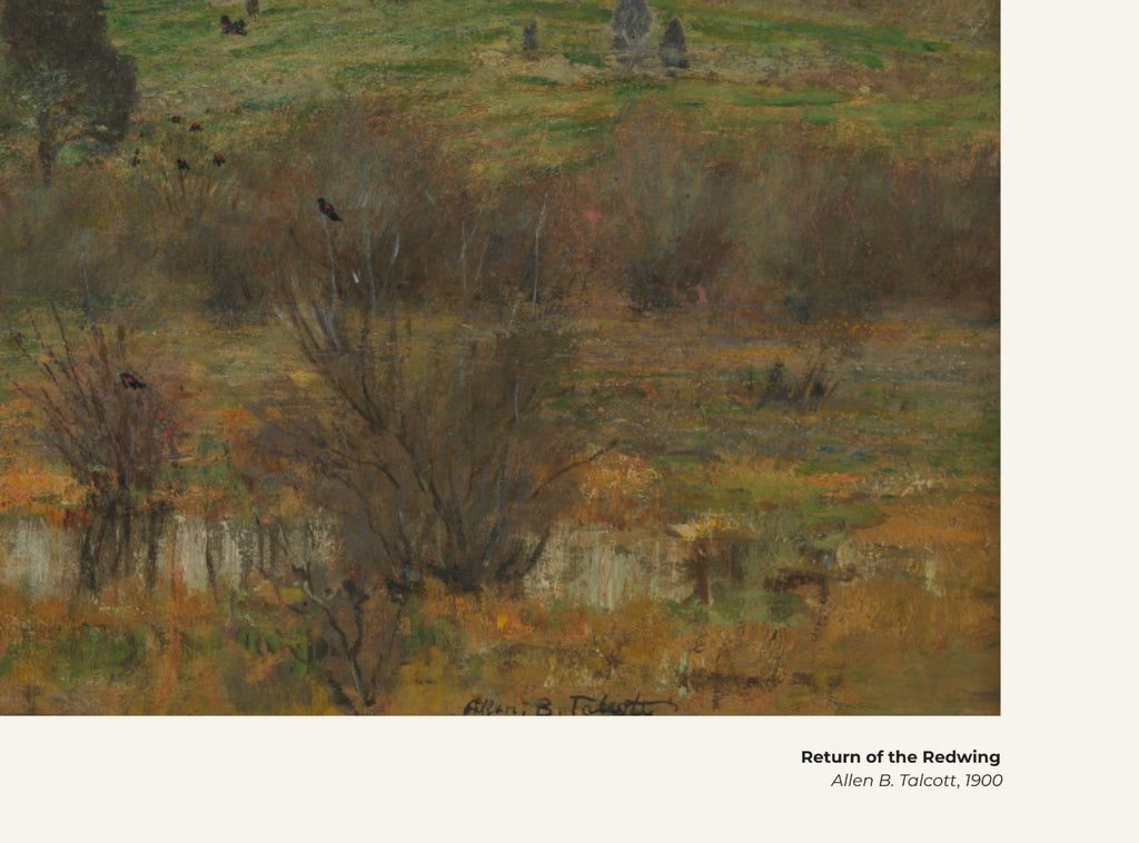 Le retour du merle à épaulettes – Allen B. Talcott, avec légende titre et artiste