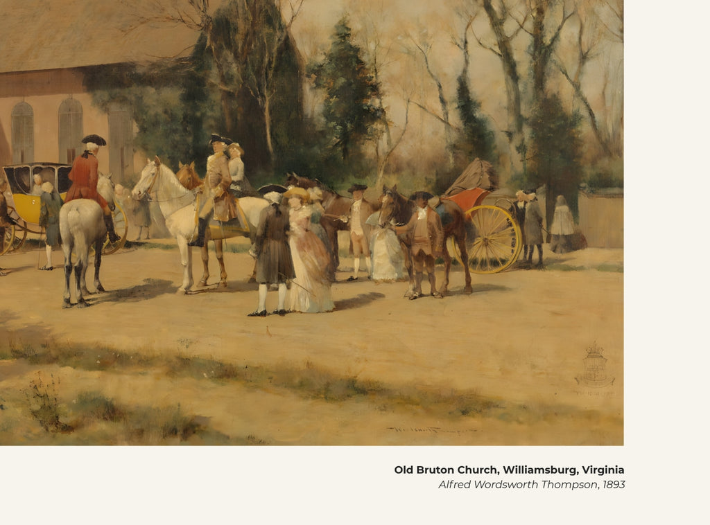 Vieille église Bruton, Williamsburg, Virginie – Alfred Wordsworth Thompson, avec légende titre et artiste