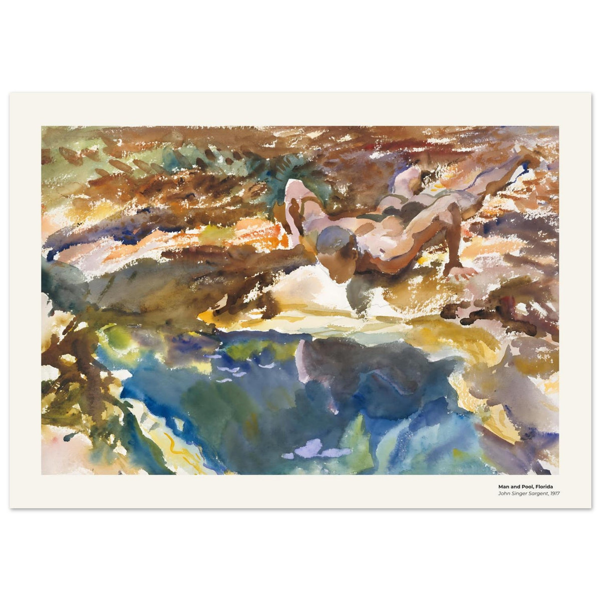 Homme et piscine, Floride – John Singer Sargent, détail de la reproduction
