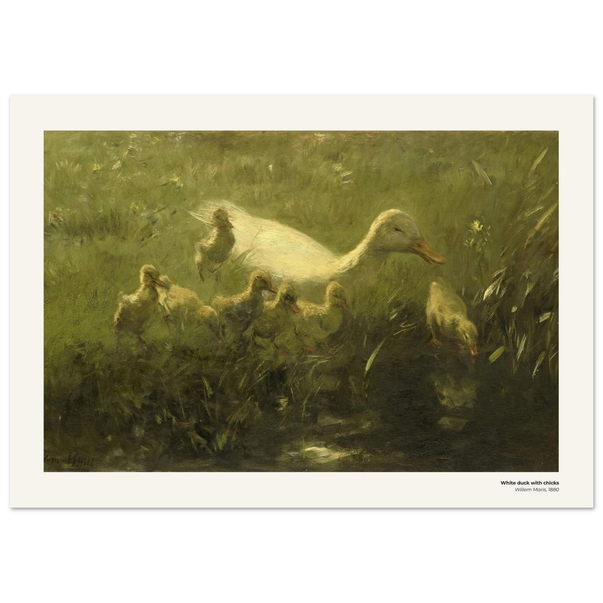 Canard blanc et ses canetons – Willem Maris, détail de la reproduction