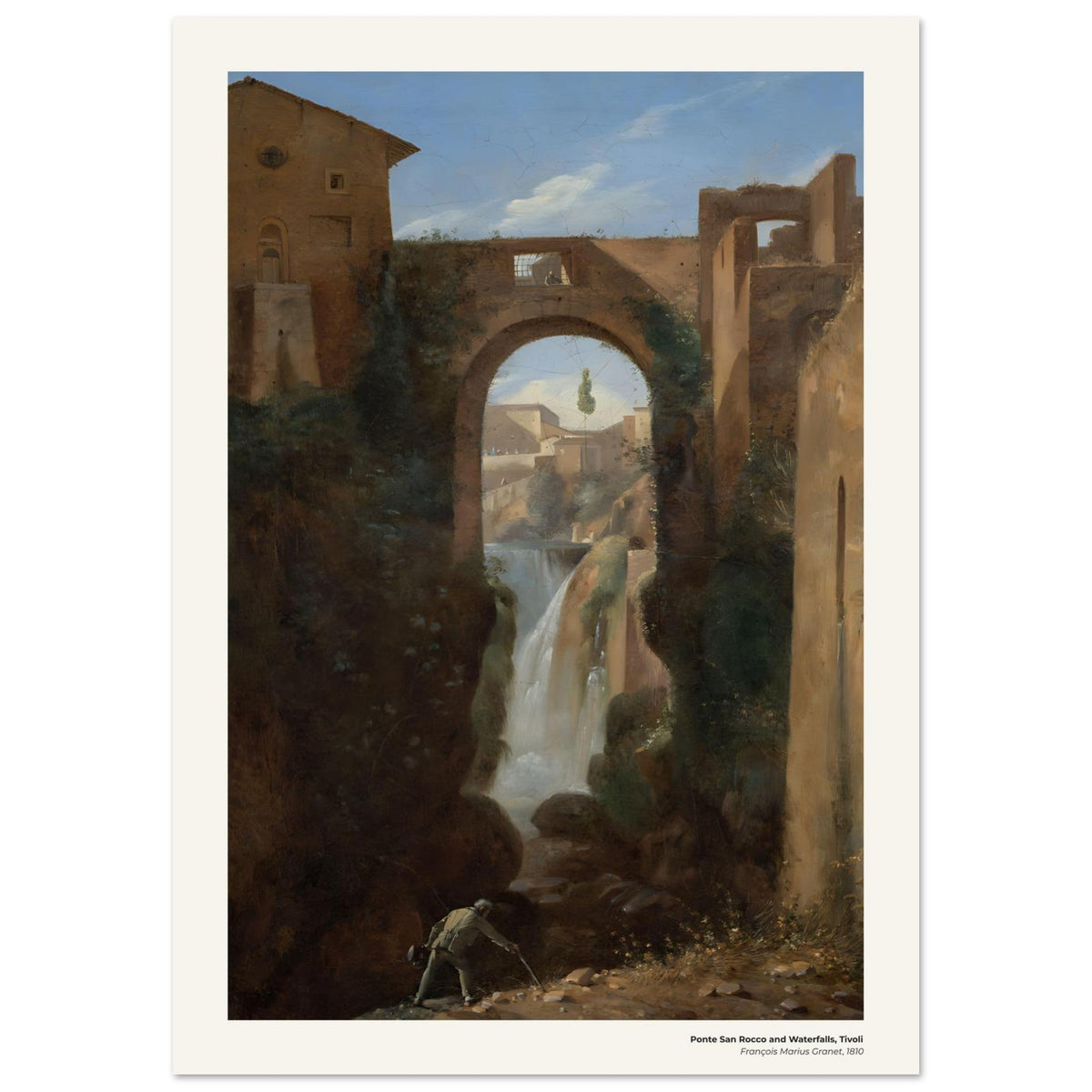 Ponte San Rocco et cascades, Tivoli – François Marius Granet, reproduction d'art
