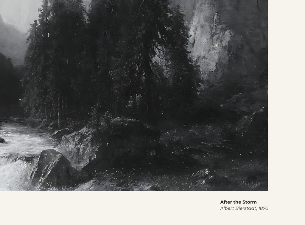 Après la tempête – Albert Bierstadt, avec légende titre et artiste