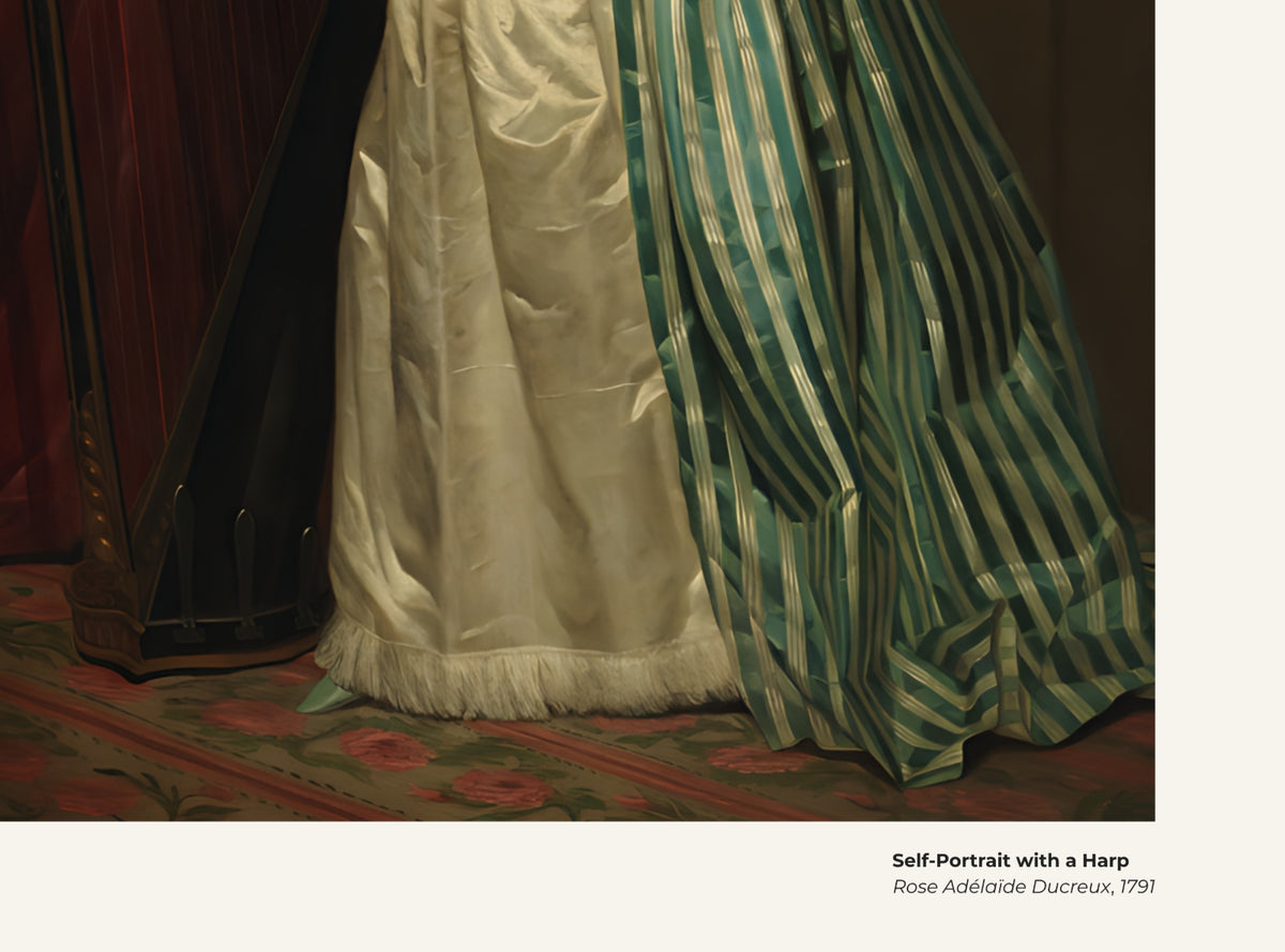 Autoportrait à la harpe – Rose Adélaïde Ducreux, avec légende titre et artiste