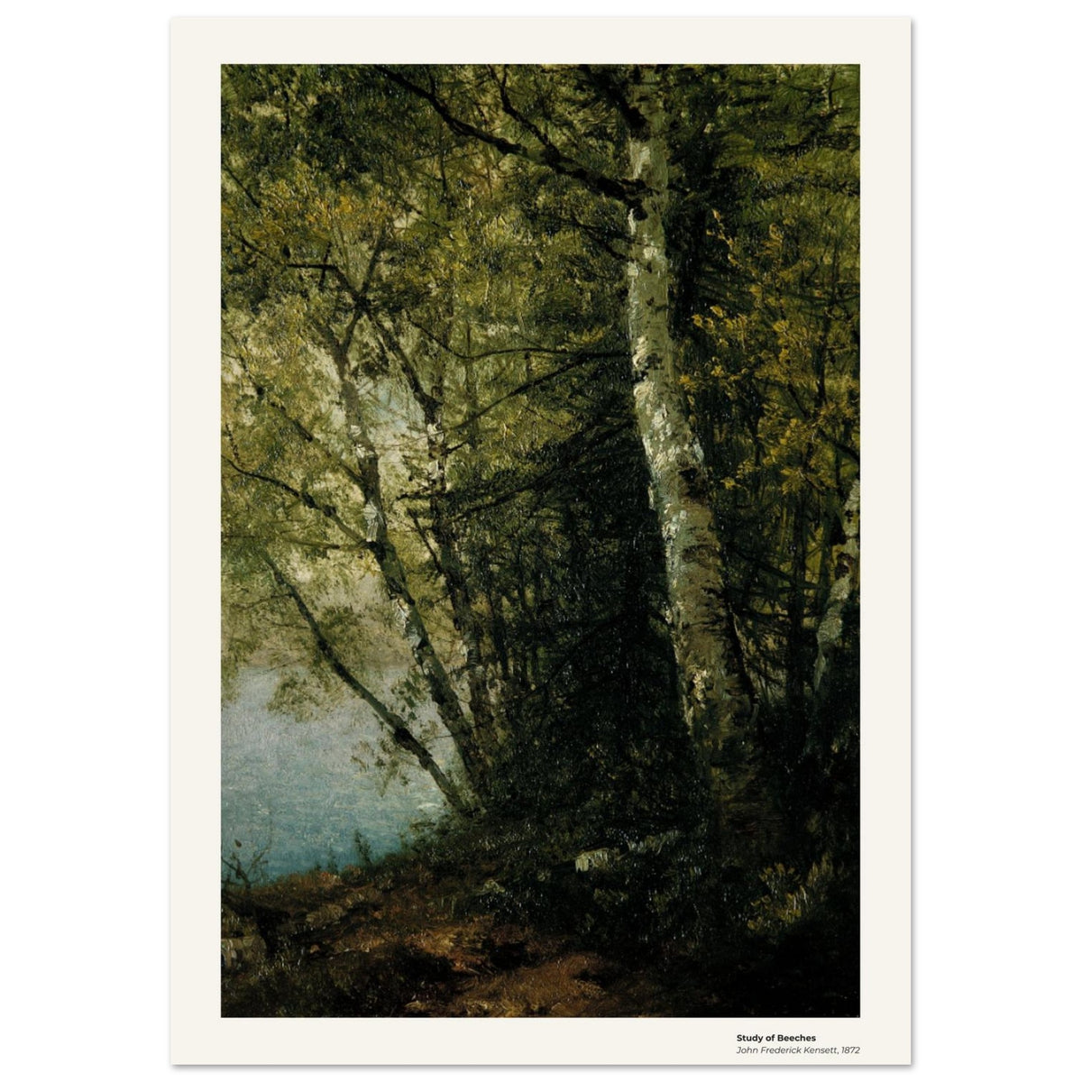 Étude de hêtres – John Frederick Kensett, détail de la reproduction