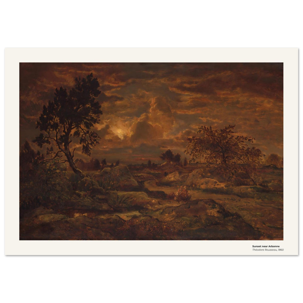 Coucher de soleil près d'Arbonne – Théodore Rousseau, détail de la reproduction