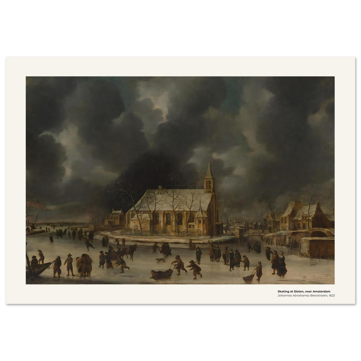 Patiner à Sloten, près d'Amsterdam – Johannes Abrahamsz Beerstraten, détail de la reproduction