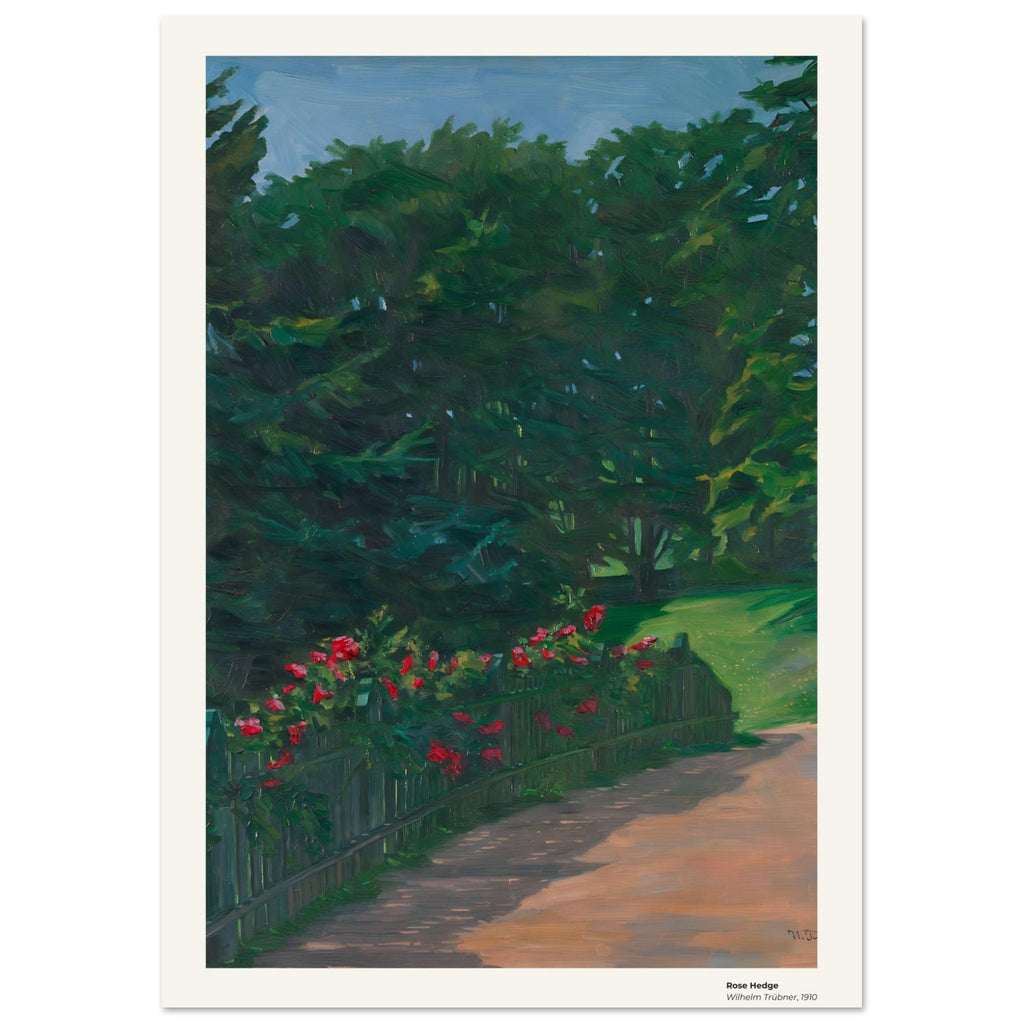 Haie de rosiers – Wilhelm Trübner, détail de la reproduction