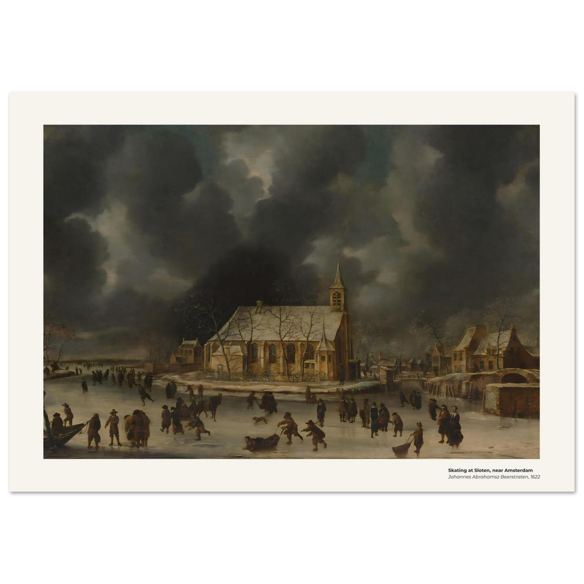 Patiner à Sloten, près d'Amsterdam – Johannes Abrahamsz Beerstraten, reproduction d'art