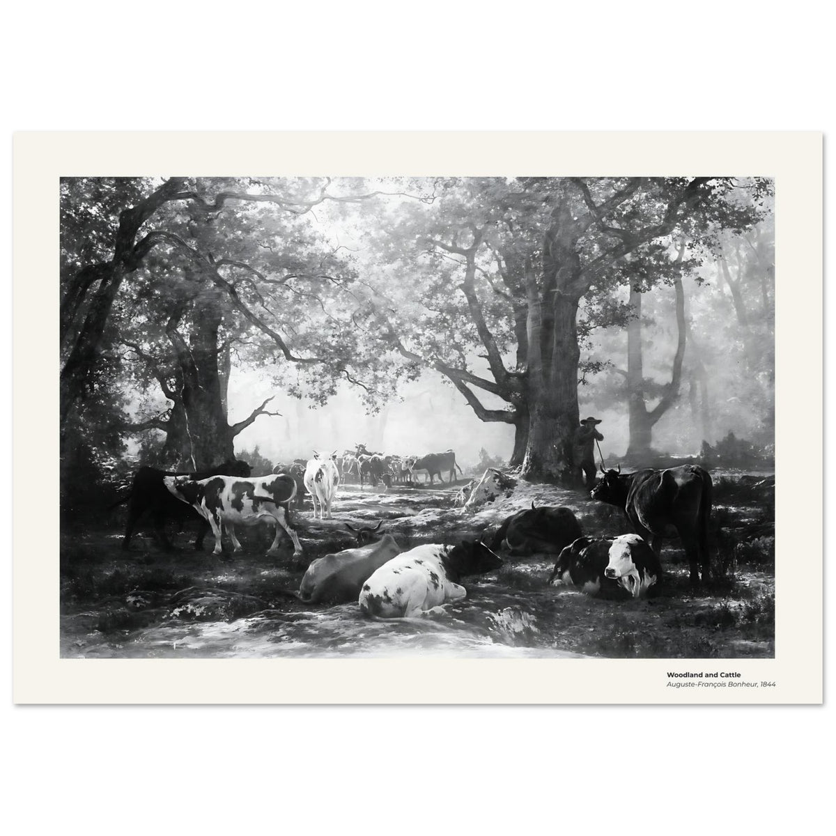 Zones boisées et bétail – Auguste Bonheur, détail de la reproduction