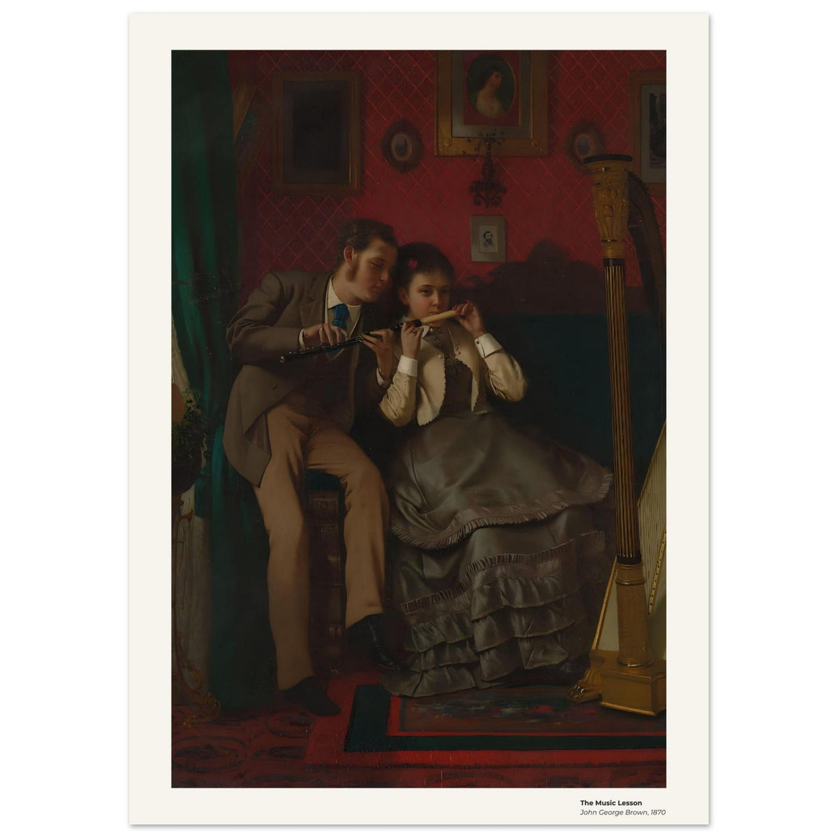 La leçon de musique – John George Brown, détail de la reproduction