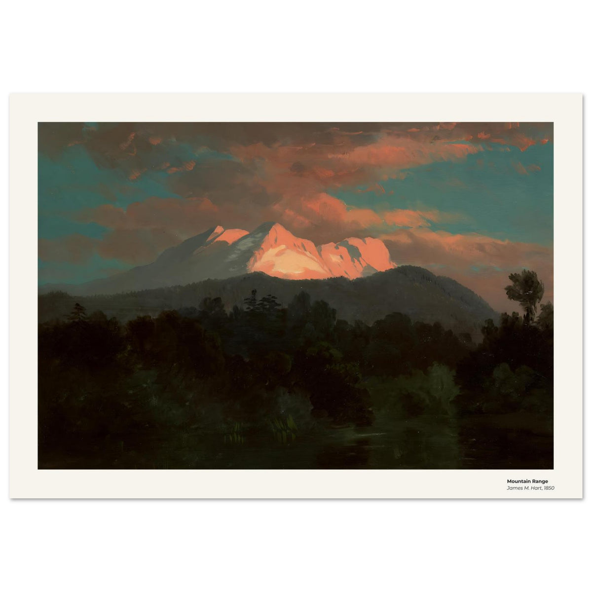Chaîne de montagnes – James M. Hart, détail de la reproduction