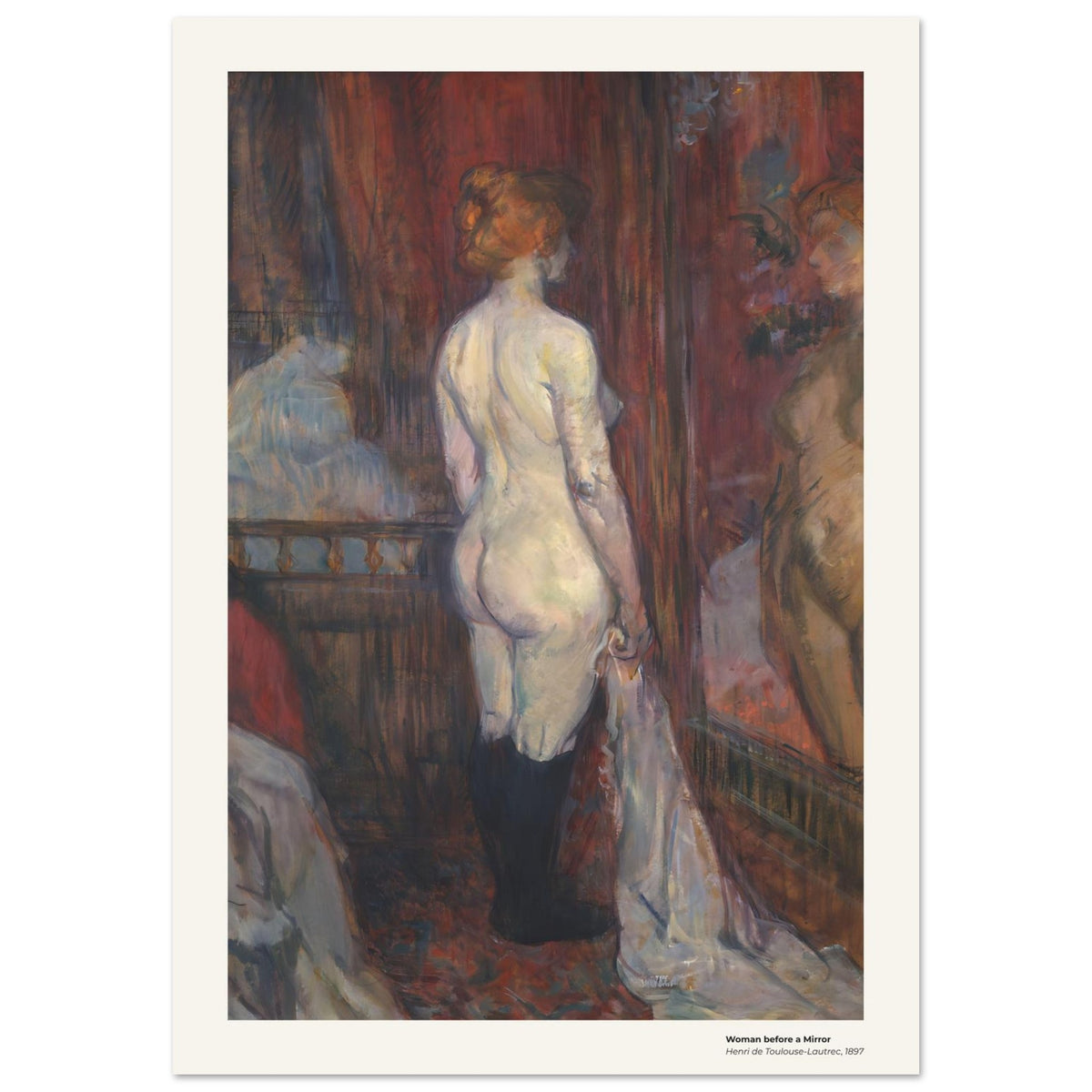 Femme devant un miroir – Henri de Toulouse-Lautrec, reproduction d'art