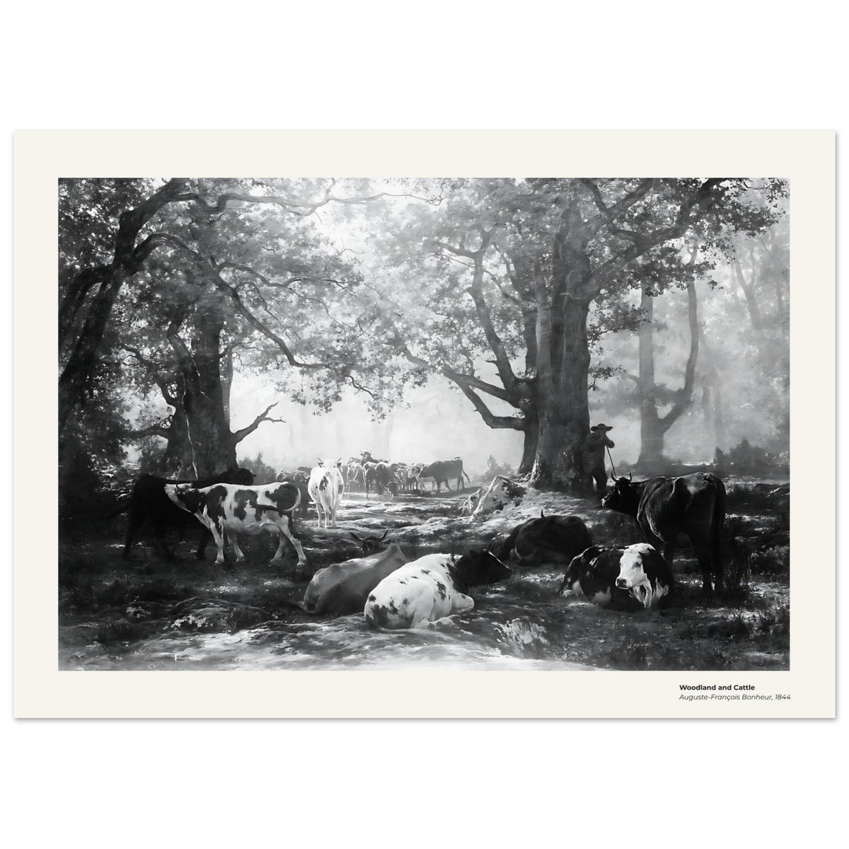 Zones boisées et bétail – Auguste Bonheur, détail de la reproduction