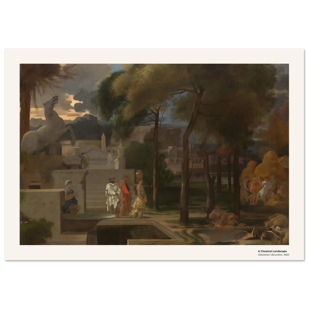 Un paysage classique – Sébastien Bourdon, détail de la reproduction
