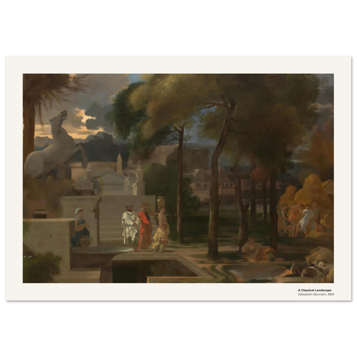 Un paysage classique – Sébastien Bourdon, détail de la reproduction