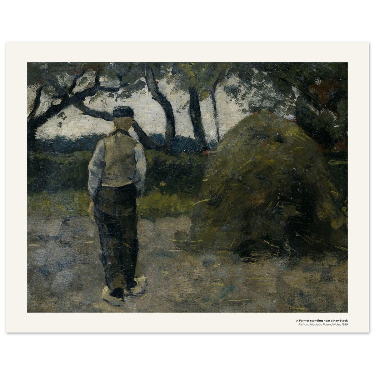 Un paysan debout près d'une meule de foin – Richard Nicolaüs Roland Holst, reproduction d'art