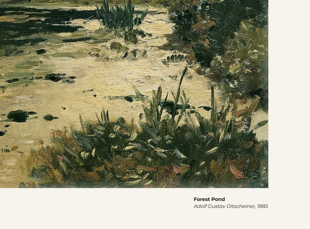 Étang en forêt – Adolf Gustav Ditscheiner, avec légende titre et artiste