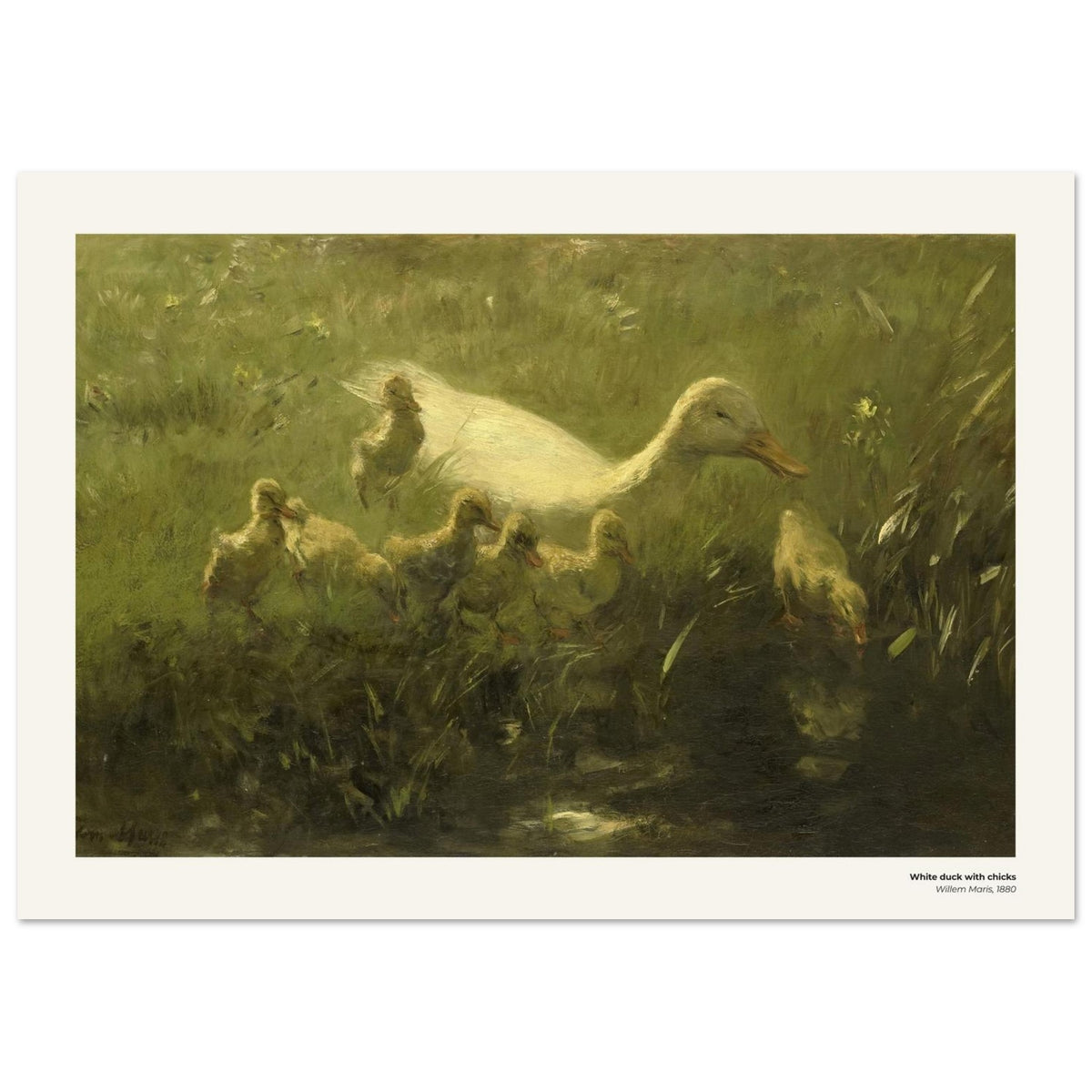 Canard blanc et ses canetons – Willem Maris, détail de la reproduction