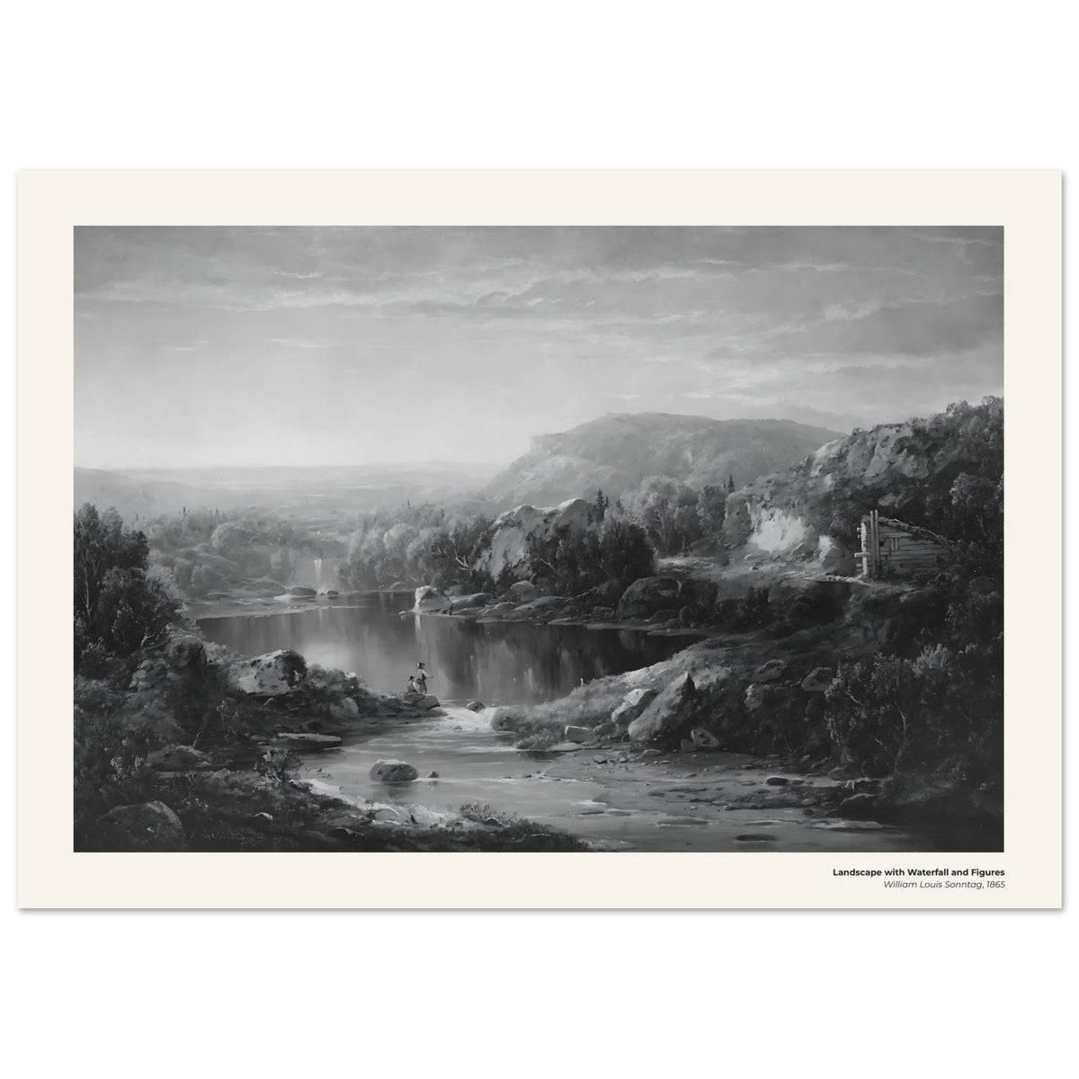 Paysage avec cascade et personnages – William Louis Sonntag, détail de la reproduction