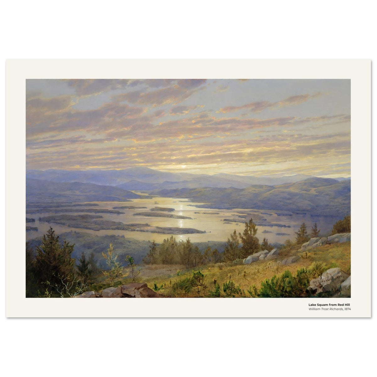 Le lac Squam vu depuis Red Hill – William Trost Richards, détail de la reproduction