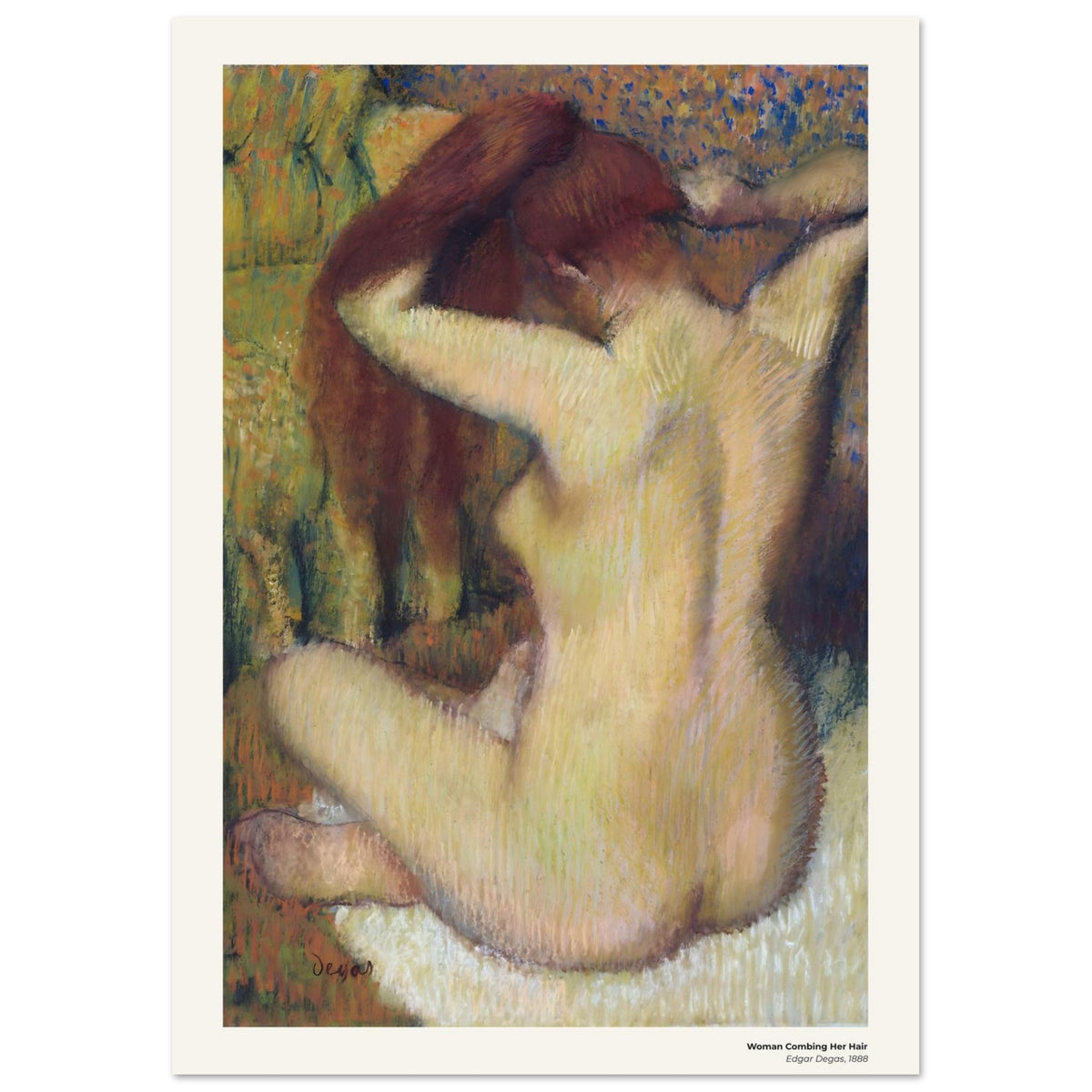 Femme se peignant les cheveux – Edgar Degas, détail de la reproduction