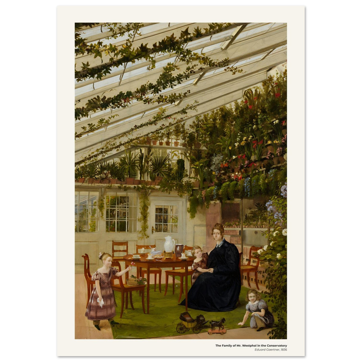 La famille de M. Westphal dans la véranda – Eduard Gaertner, détail de la reproduction