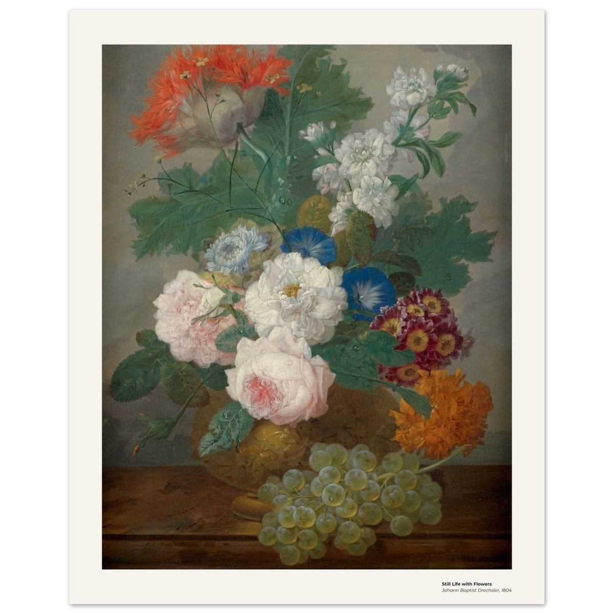 Nature morte aux fleurs – Johann Baptist Drechsler, reproduction d'art