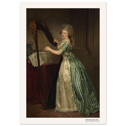 Autoportrait à la harpe – Rose Adélaïde Ducreux, reproduction d'art