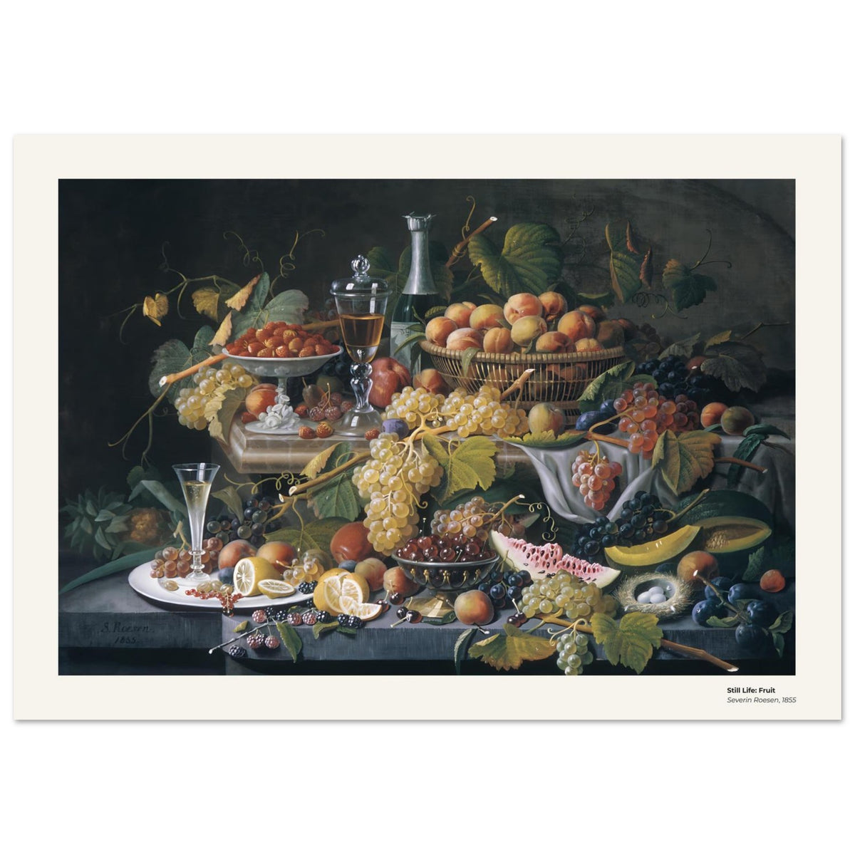 Nature morte : Fruits – Severin Roesen, détail de la reproduction