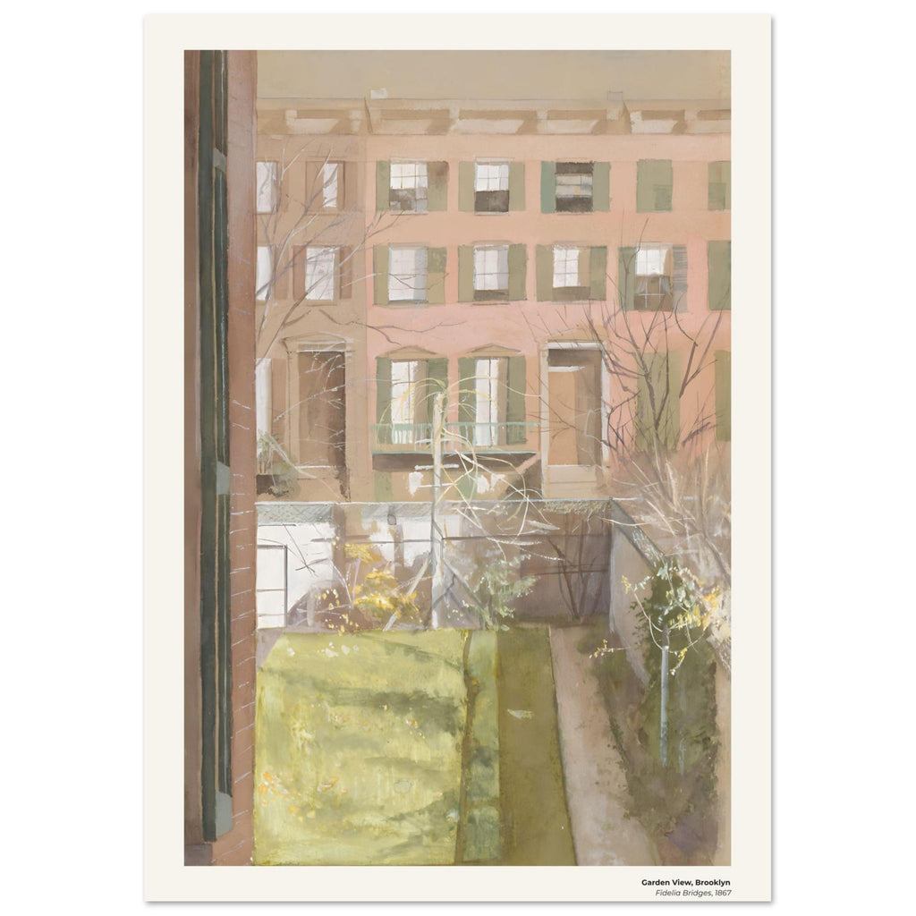 Vue sur le jardin, Brooklyn – Fidelia Bridges, détail de la reproduction