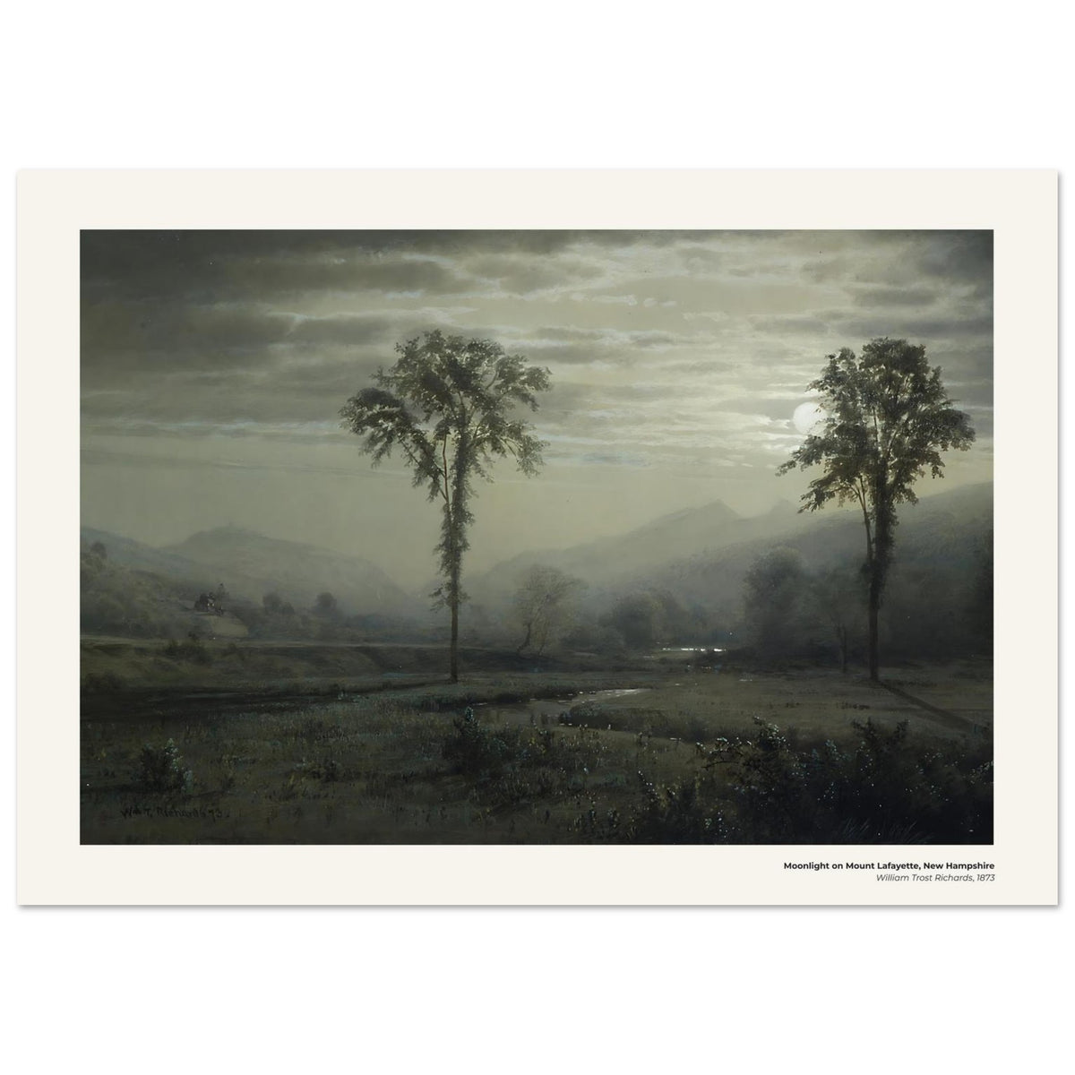 Clair de lune sur le mont Lafayette, New Hampshire – William Trost Richards, reproduction d'art