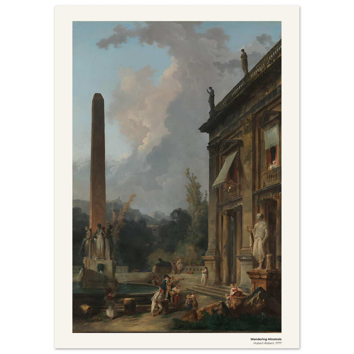 Ménestrels itinérants – Hubert Robert, détail de la reproduction