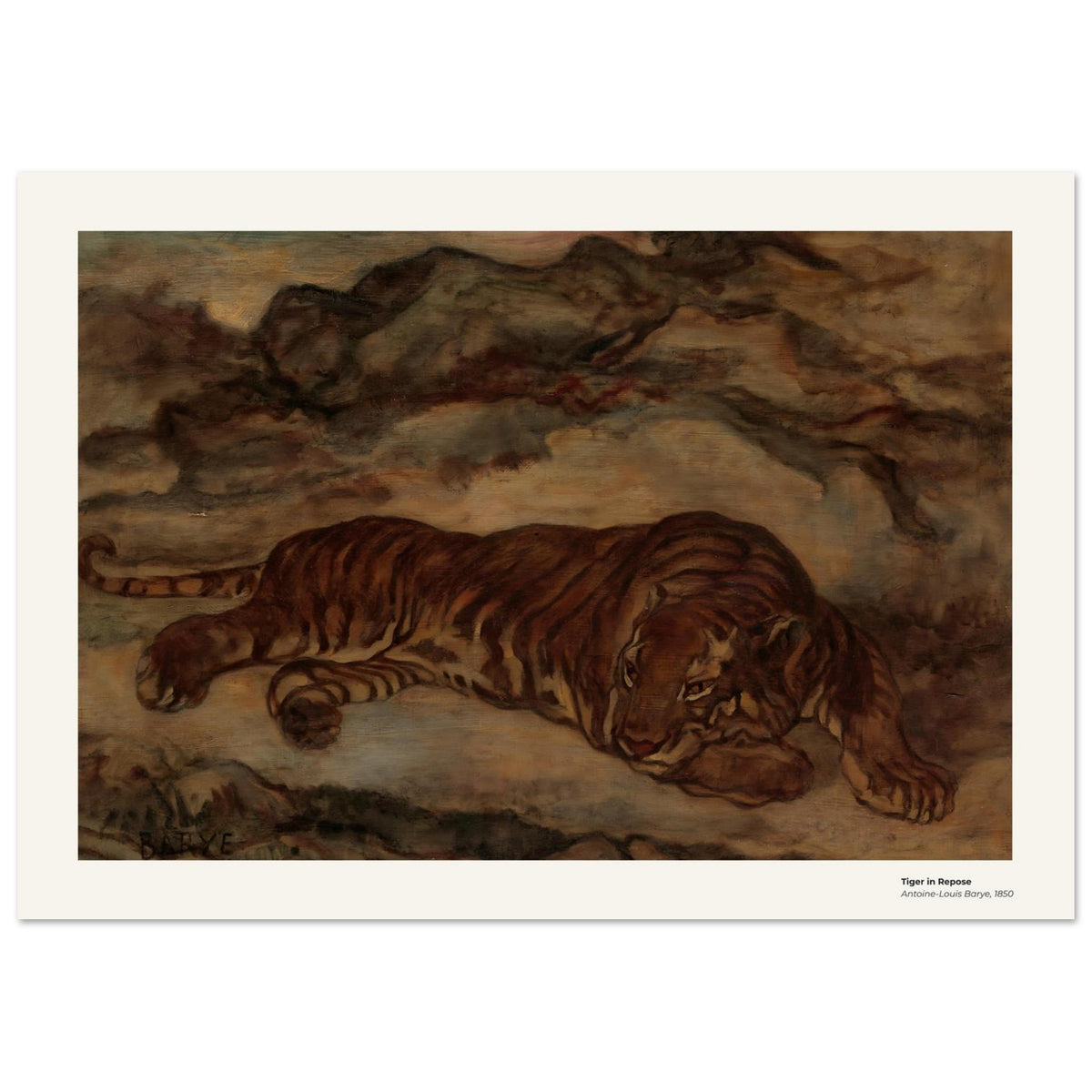 Tigre au repos – Antoine-Louis Barye, détail de la reproduction