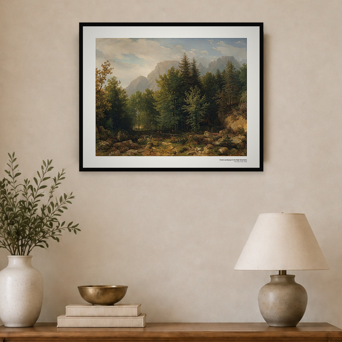 Paysage forestier en haute montagne – Thomas Ender, aperçu encadré en situation