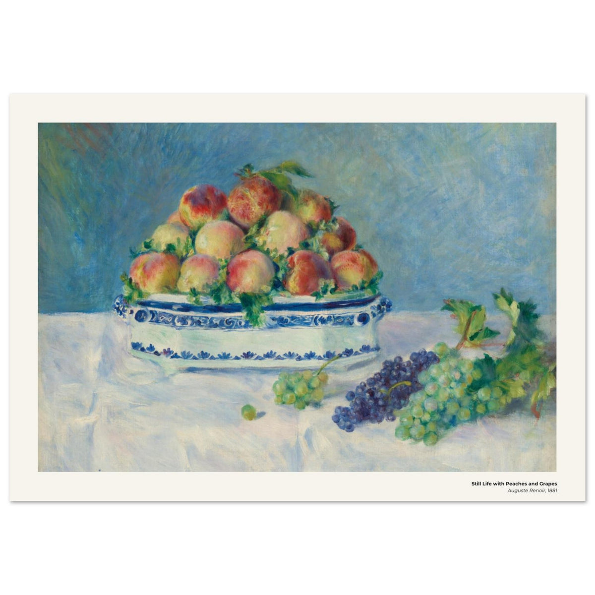 Nature morte aux pêches et aux raisins – Auguste Renoir, détail de la reproduction