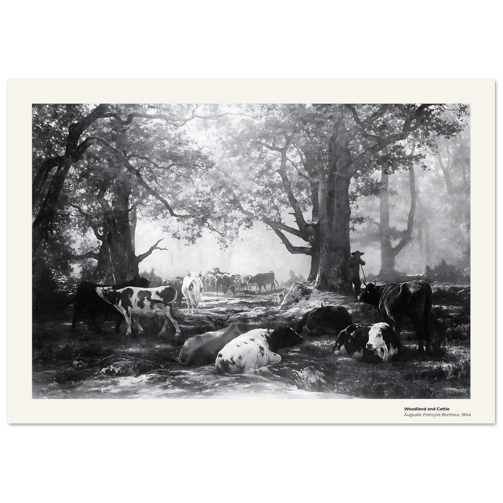 Zones boisées et bétail – Auguste Bonheur, détail de la reproduction